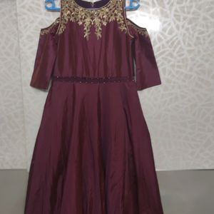 Beautiful Ethic Wear Gown M Size Wine Colour