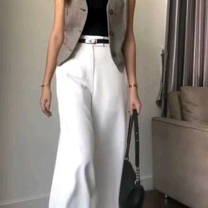 Stella White Side Hook Trousers