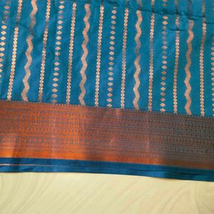 Multi colour Banaras silk Copper Design saree