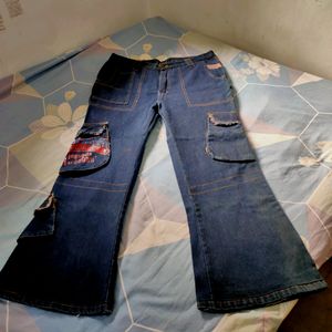Cargo Denim High Waist Jeans