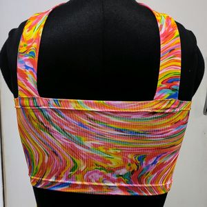 Digital Printed Multicolor Crop Top