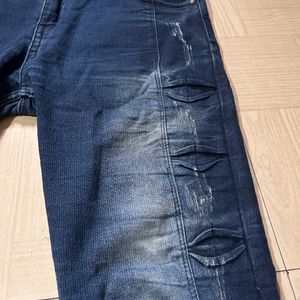 Blue Distress Mid Rise Jeans