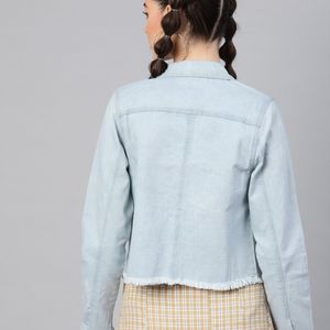 SASSAFRAS Women Washed Denim Jacket