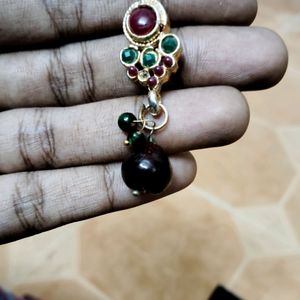 Maroon & Green Combination Earring