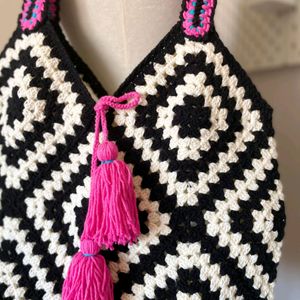 Crochet Black&White Tote Bag