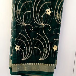 Green Full Handwork Saree