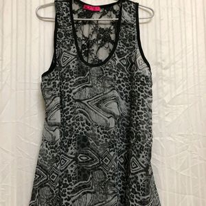 Black Floral Print Sleeveless  Top