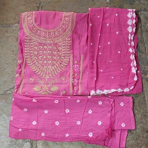 Pure Cotton Bandhani Dress Material