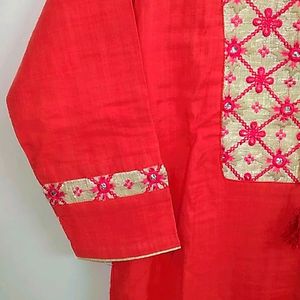 🔴BIBA Red Embroidery Kurta For Women