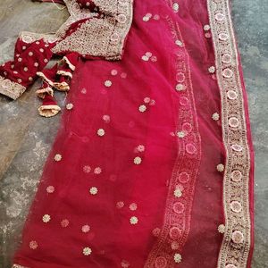 IorMaroon Colour Blous Lehenga Chunri Velvet Chunr