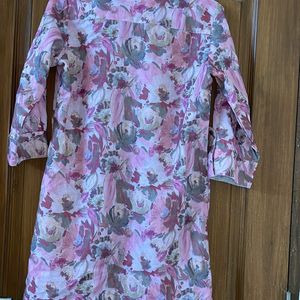 Abstract Printed Mandarin Collar A-Line Kurti