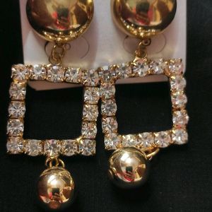 Square Diamond Long Earrings