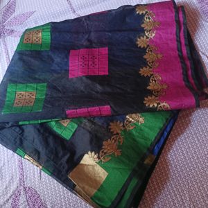 💐elegant Saree💐Black Ganga Jamuna Border