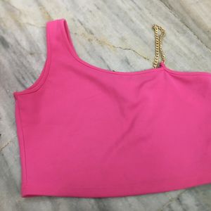 One Shoulder Pink Crop Top