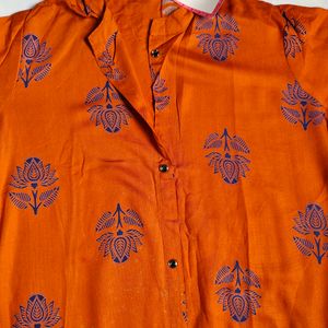 Orange Printed Kurta