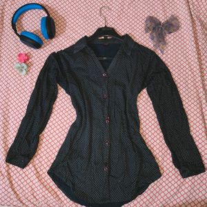 Navy Blue Polka Dot Shirt