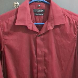 Bottom Line Maroon Slimfit Shirt , Ready To Party