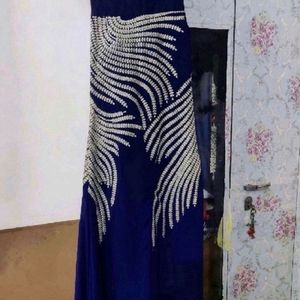 Navy Blue Embroided Gown