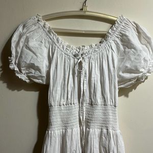 Midi Cottage Core White Dress