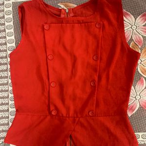 Red Formal/Casual Trendy Top