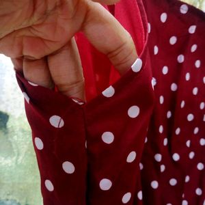 Maroon Polkadot Dress