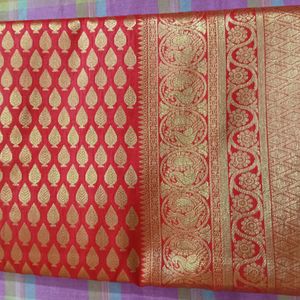 Beautiful Red And Golden Saree