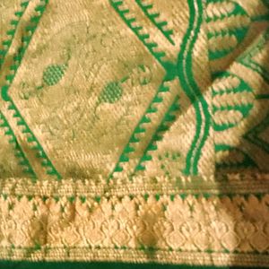 Bright Leaf Green Silk Saree