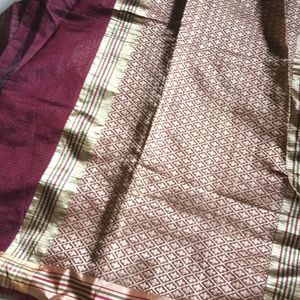 Maroon Saree With Blouse