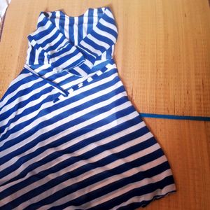 Blue With White Striped Anarkali Kurti