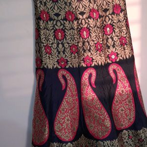 Red And Blue Lahenda Designer Blouse With Dupatta