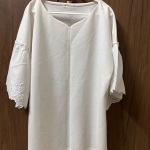 Cute Japanese High Low Bell Sleeve White Top