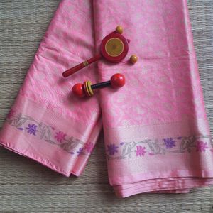 Pink Brocade Silk Saree