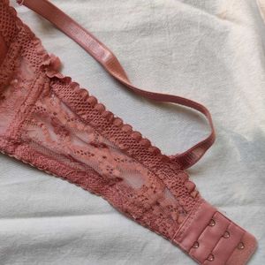 Baby Pink Padded Lace Bridal Bra For Women