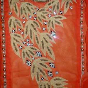 Orange mirror work Kurti