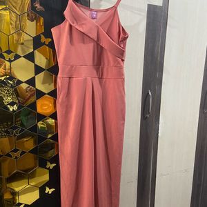 Athena Peach Jumpsuit With Pockets