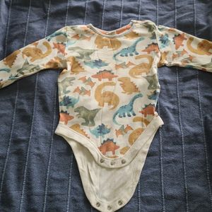 Cotton Dino Print Onesie Full Sleeve