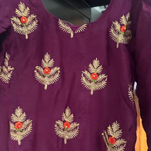 Purple Suit With Palazzo And Dupatta