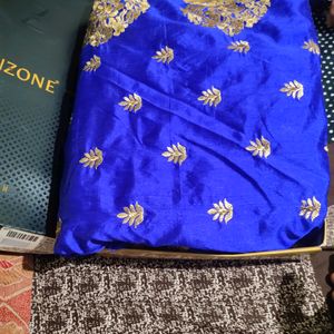 Blue Saaree With Readymade Blouse