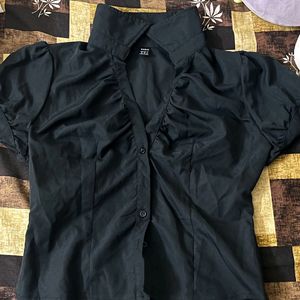 Office siren ruched black shirt (UNUSED)