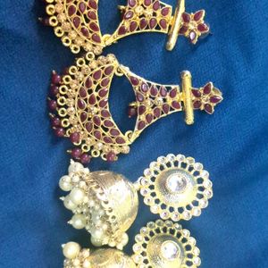 Set Of Big Golden Jhumkas & Danglers