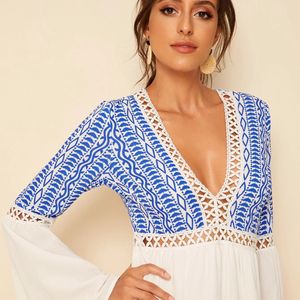 SHEIN Bell Sleeves Flared Dress
