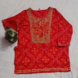 Heavy Chest Embroidery Kurti With Pocket