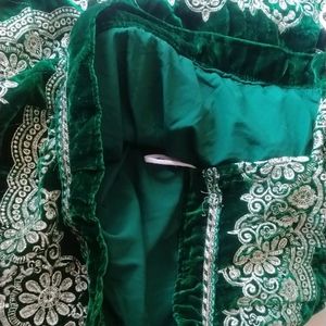 Dark Green Velvet Lehnga