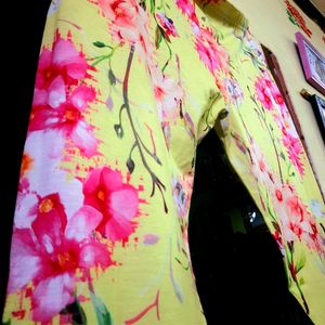 🔥Sale🔥 Trendy Yellow Floral Jeggings For Women