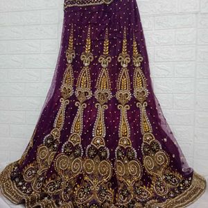 Wine Embroidery Coorset Lehenga Choli