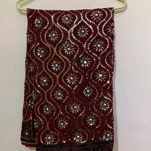 Maroon Sequence Saree