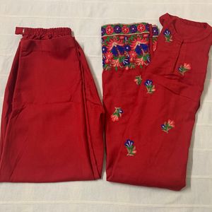 Blood Red Kashmiri 2pc Suit Pant