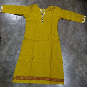 Yellow Kurti.  A Line Kurti.