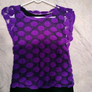 Purple Polka Dot Top With Black Inner