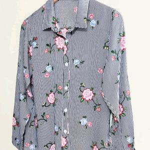 Grey Floral Shirt Size-34